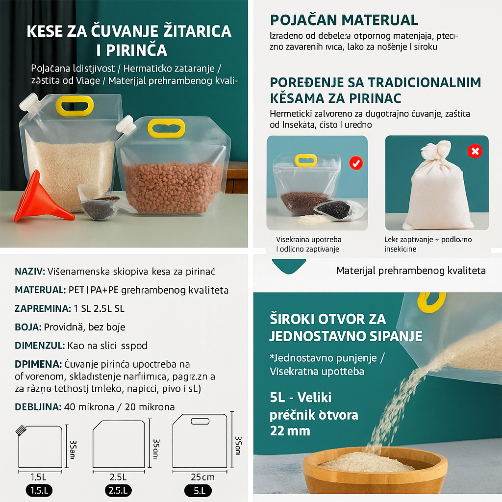 Hermetičke Kese Za Skladištenje Hrane (5 kom)